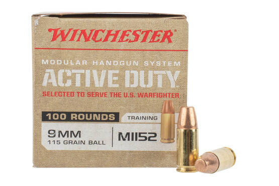 winchester 9mm Active Duty 115gr FMJ Box of 100